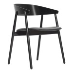 Krzesło drewniane z tapicerowanym siedziskiem AC2, dąb czarny, skóra czarna - Andersen Furniture