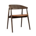 Krzesło drewniane z tapicerowanym siedziskiem AC2, dąb dymiony, skóra cognac - Andersen Furniture