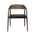 Krzesło drewniane z tapicerowanym siedziskiem AC2, dąb dymiony, skóra czarna - Andersen Furniture