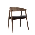 Krzesło drewniane z tapicerowanym siedziskiem AC2, dąb dymiony, skóra czarna - Andersen Furniture