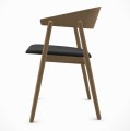 Krzesło drewniane z tapicerowanym siedziskiem AC2, dąb naturalny, skóra czarna - Andersen Furniture