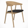 Krzesło drewniane z tapicerowanym siedziskiem AC2, dąb naturalny, skóra czarna - Andersen Furniture
