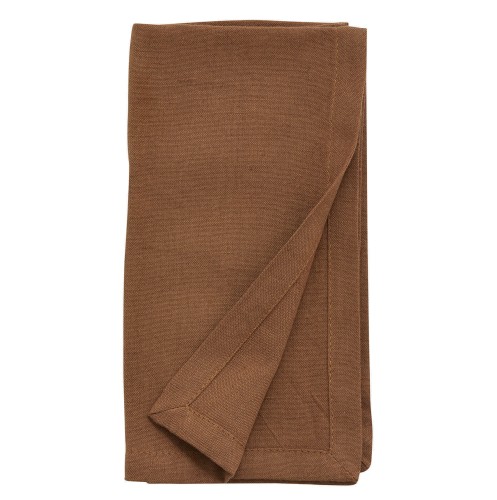 Serwetki bawełniane lniane 40x40, Hemmed brązowe, 6 szt - Nordal