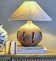 Lampa stołowa Liana, z lnianym stożkowym abażurem - Bloomingville