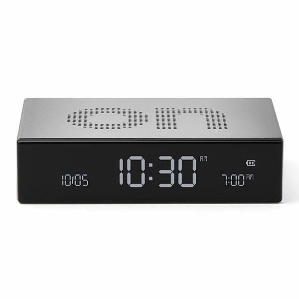 Budzik zegar elektroniczny Flip Premium, aluminum - Lexon