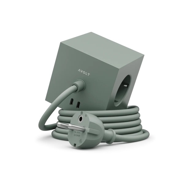 Listwa zasilająca kostka z usb, Square 1 Oak Green zielona - Avolt