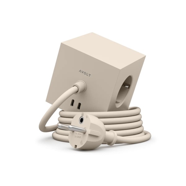 Square 1, listwa zasilająca kostka z usb, Nomad Sand - Avolt