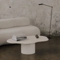 Stolik kawowy nieregularny kształt, MDF i stal, ecru - NG Design