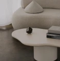 Stolik kawowy nieregularny kształt, MDF i stal, ecru - NG Design