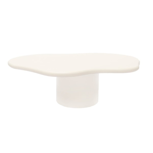 Stolik kawowy nieregularny kształt, MDF i stal, ecru - NG Design