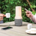 Lampa stołowa bezprzewodowa z głośnikiem i USB, Terrace+, szara - Lexon