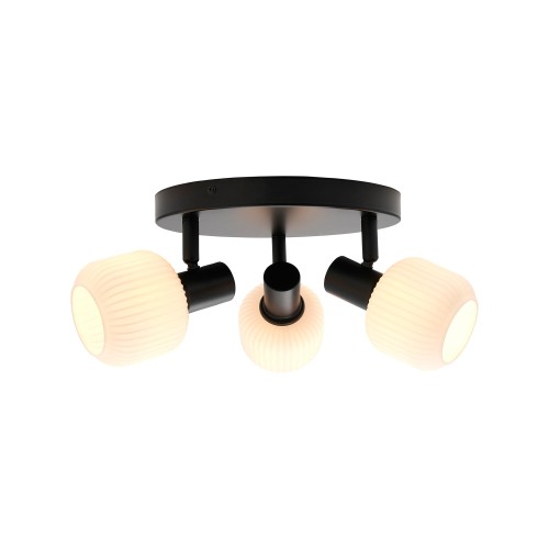 Szklana lampa sufitowa 3 klosze ryflowane Milford Mini - Nordlux