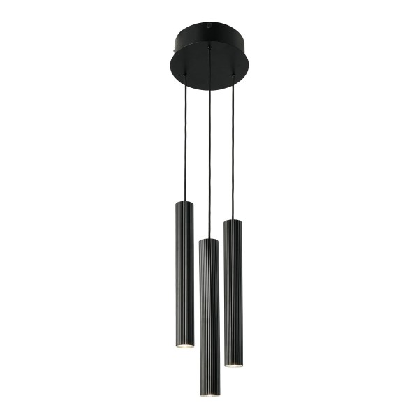 Lampa wisząca tuba potrójna karbowana Vico, czarna - Nordlux