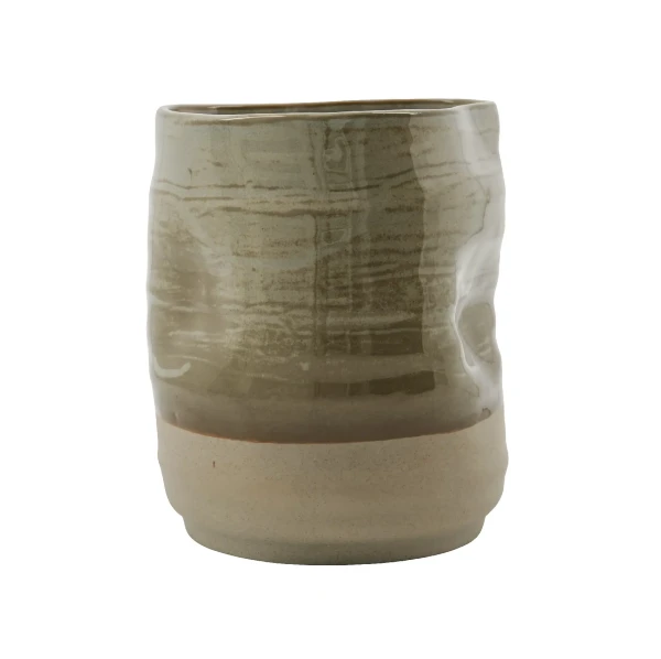 Ceramiczna osłonka na doniczkę Happy, Khaki - House Doctor