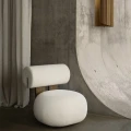Fotel designerski Hippo Lounge, Light Smoked Barnum Bouclé 03 - NORR11