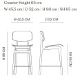 Hoker drewniany z oparciem NY11 65, dąb czarny Black - NORR11