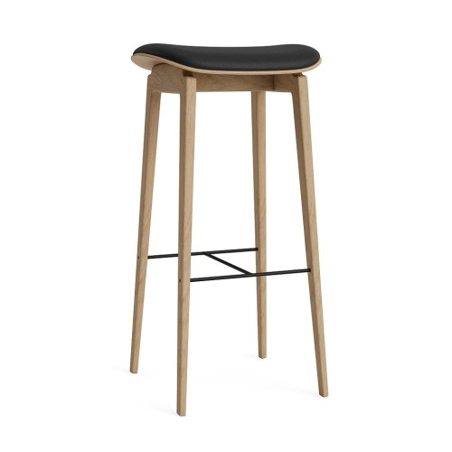 Hoker tapicerowany NY11 75, dąb Natura skóra Ultra Black - NORR11