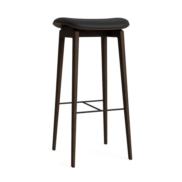 Stołek barowy NY11 75, dąb Dark Smoked skóra Ultra Black - NORR11