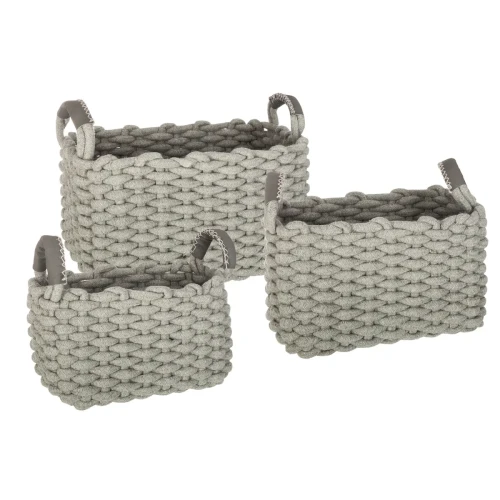Kosze bawełniane plecione Tricot, szare, 3 szt - Atmosphera