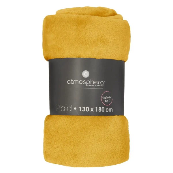Koc flanelowy 130x180, żółty - Atmosphera