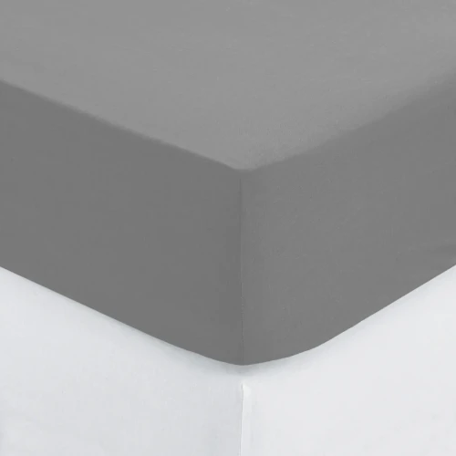 Prześcieradło bawełniane z gumką 160x200, Oeko-Tex, szare - Atmosphera