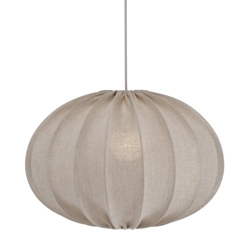 Lampa wisząca materiałowa, lniana elipsa Hilma Selected Ø50, szara - PR Home