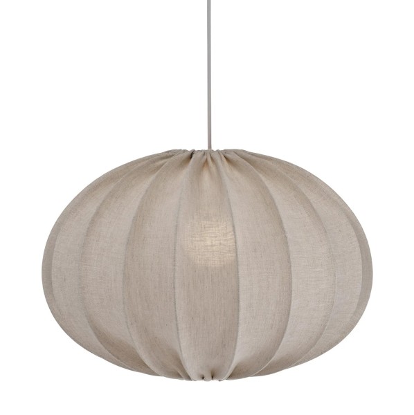 Lampa wisząca materiałowa, lniana elipsa Hilma Selected Ø50, szara - PR Home