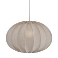 Lampa wisząca materiałowa, lniana elipsa Hilma Selected Ø60, szara - PR Home