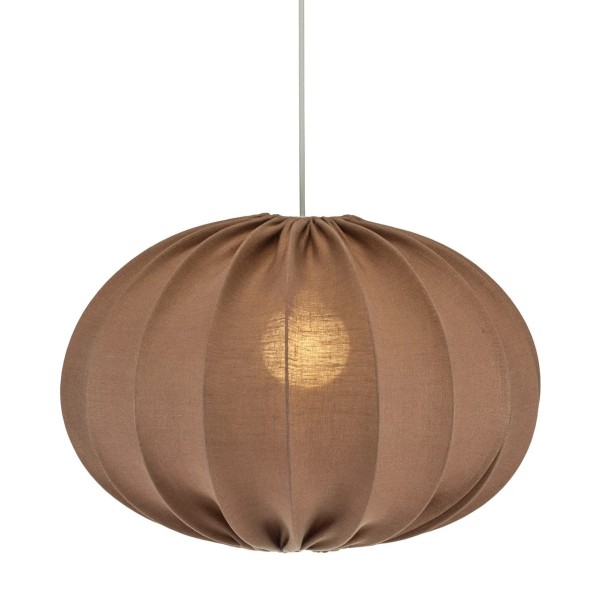 Lampa wisząca materiałowa, lniana elipsa Hilma Selected Ø40, mocca - PR Home