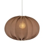 Lampa wisząca materiałowa, lniana elipsa Hilma Selected Ø60, mocca - PR Home
