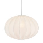 Lampa wisząca materiałowa, lniana elipsa Hilma Selected Ø40, biała - PR Home