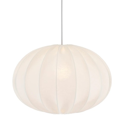 Lampa wisząca materiałowa, lniana elipsa Hilma Selected Ø50, biała - PR Home
