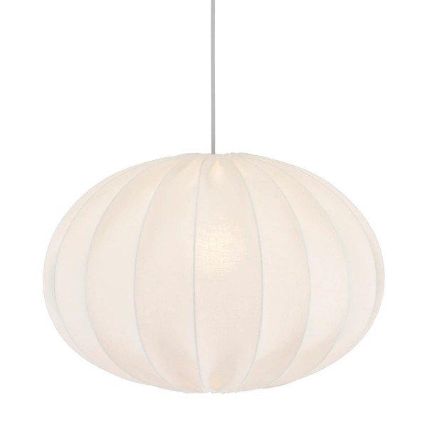 Lampa wisząca materiałowa, lniana elipsa Hilma Selected Ø60, biała - PR Home