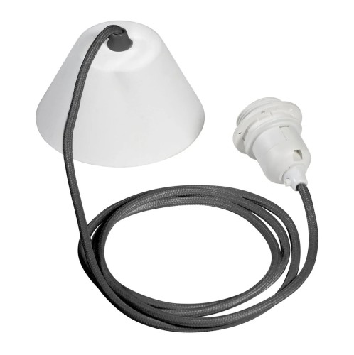 Kabel do lampy sufitowej w oplocie tekstylnym, z oprawką E27, 2.1m, szary - PR Home