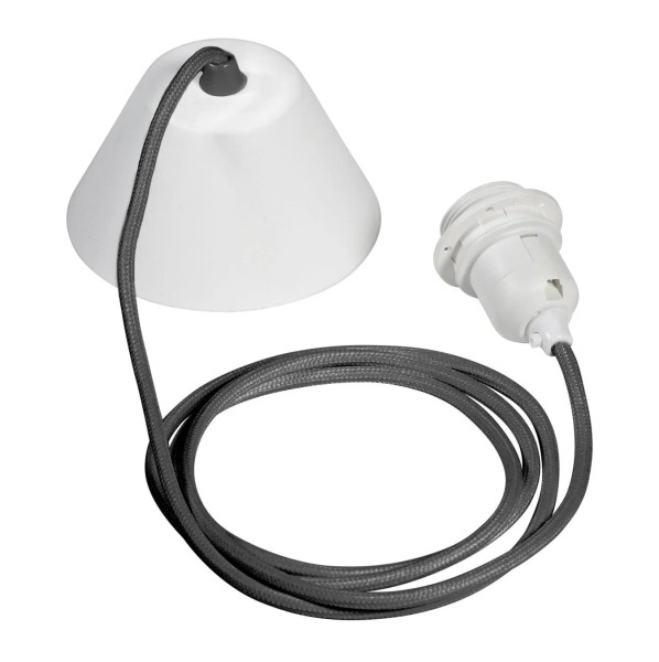 Kabel do lampy sufitowej w oplocie tekstylnym, z oprawką E27, 2.1m, szary - PR Home