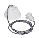 Kabel do lampy sufitowej w oplocie tekstylnym, z oprawką E27, 2.1m, czarno-biały - PR Home