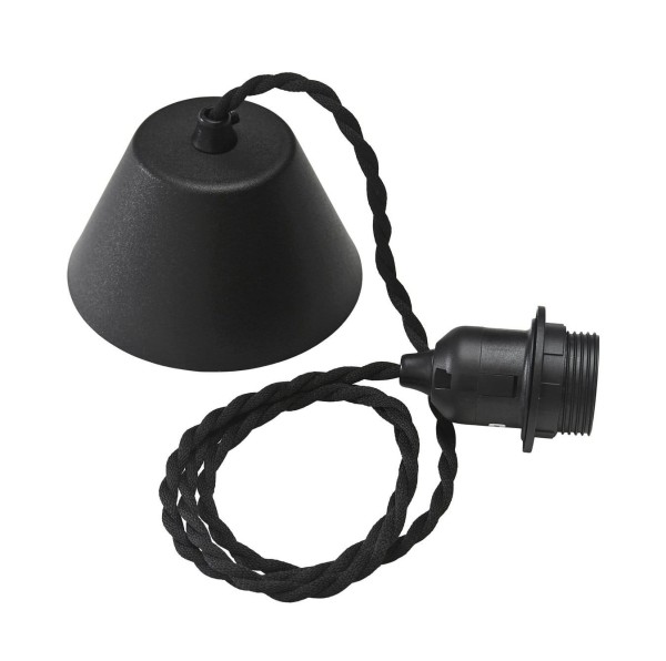 Kabel do lampy sufitowej skręcany tekstylny, z oprawką E27, 1.2m, czarny - PR Home