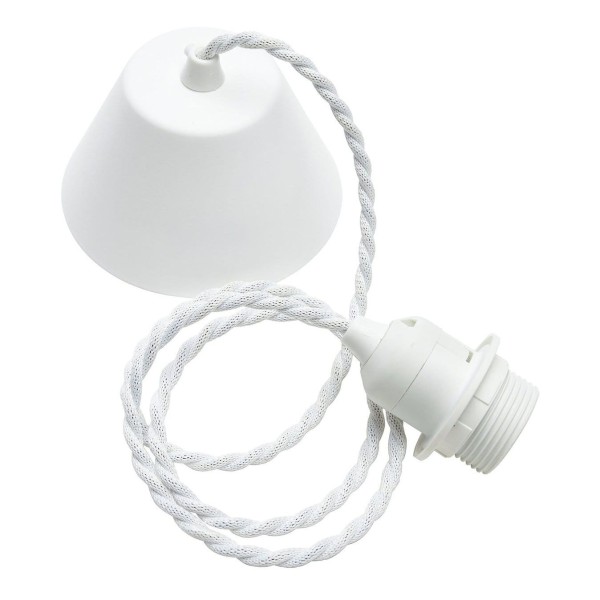Kabel do lampy sufitowej skręcany tekstylny, z oprawką E27, 1.2m, biały - PR Home