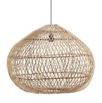 Duża lampa wisząca z rattanu Karen Ø70, naturalna - PR Home