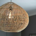 Duża lampa wisząca z rattanu Karen Ø70, naturalna - PR Home