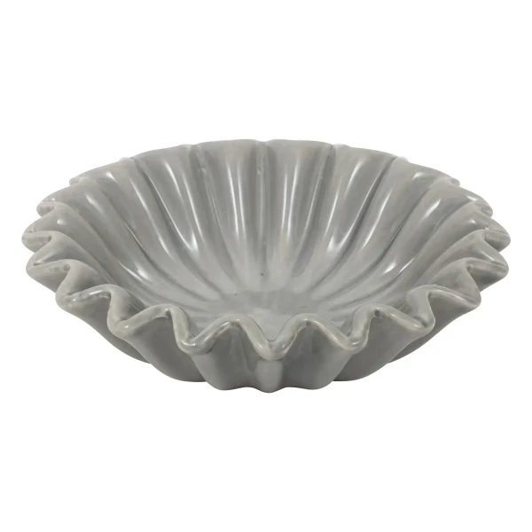 Dekoracyjna misa ceramiczna z falowanymi brzegami, szara - Atmosphera