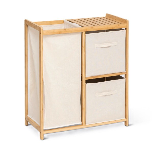 Regał łazienkowy z koszem na pranie i organizerami, bambusowy Tidy Box - 5five