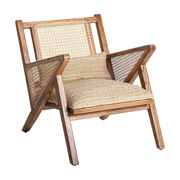 Boho fotel z plecionką wiedeńską Hickory - Vical