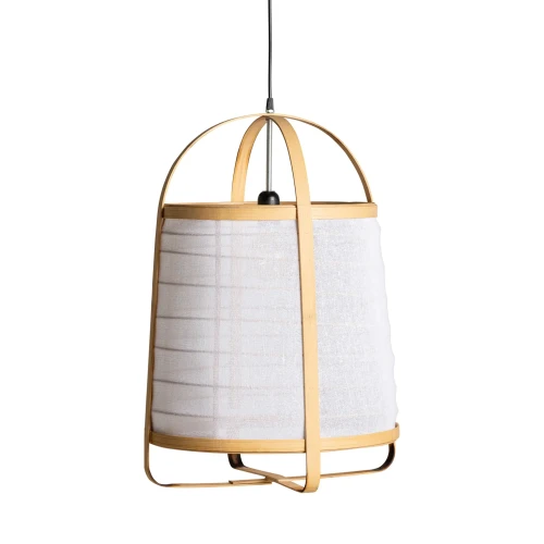 Lampa wisząca japandi Kiri, z bambusa i lnu - Vical