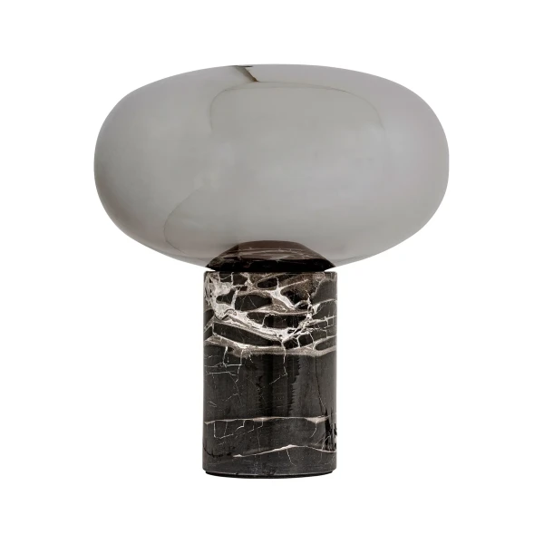 Marmurowa lampa stołowa ze szklanym srebrnym kloszem Eira Smoked - Vical