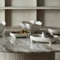 Półmisek ceramiczny na nóżkach Pemba 23x13, biały - Nordal
