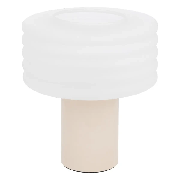 Lampa stołowa ze szklanym kloszem z reliefem Asti, beżowa - Atmosphera