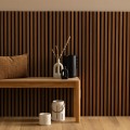Lamele ścienne MDF na filcu akustycznym Colva 120x60, efekt orzecha włoskiego - Atmosphera