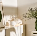 Lampa stołowa grzybek z papier-maché Competa Ø30, biała - Pomax