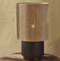 Duża lampa stołowa z terakoty z jutowym kloszem Cordoba 66, czarna - Pomax